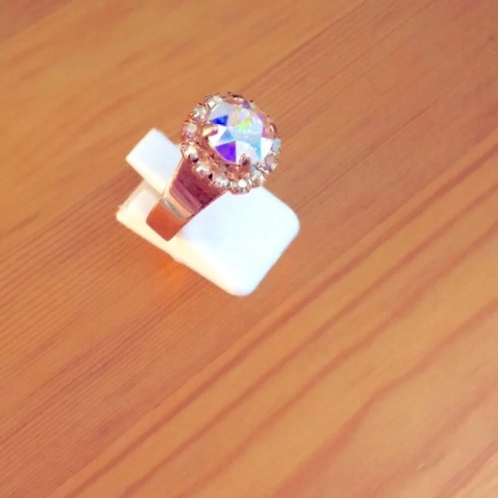 Aurora Borealis Crystal Halo Ring